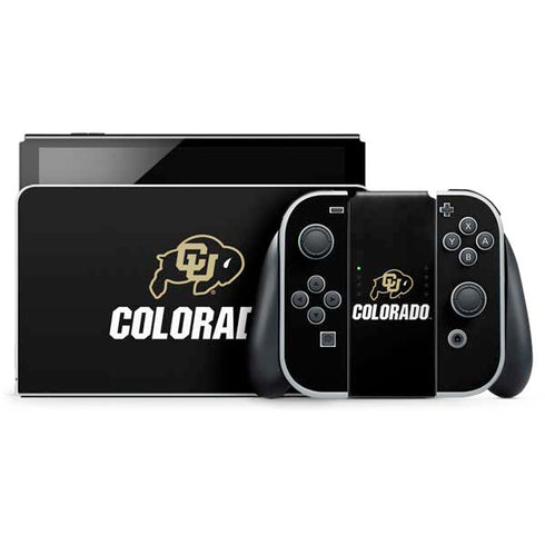 University of Colorado CU Logo on Black Nintendo Switch OLED (2021) Skin